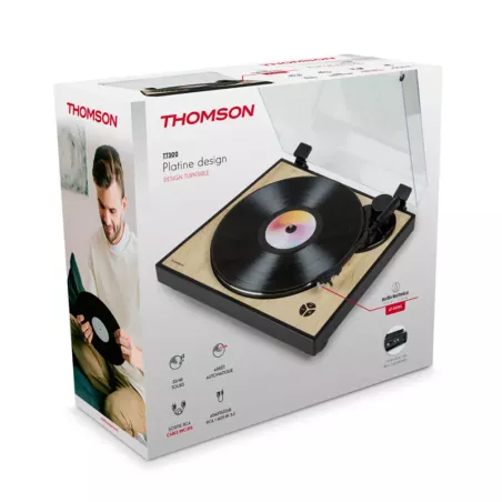 Thomson- Platine vinyle Bluetooth design en bois – TT300